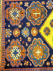 166 x 110 (5.45 x 3.61 ft) cm Old Kazak Yellow Wool Rug - Rugoutlet