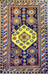 166 x 110 (5.45 x 3.61 ft) cm Old Kazak Yellow Wool Rug - Rugoutlet