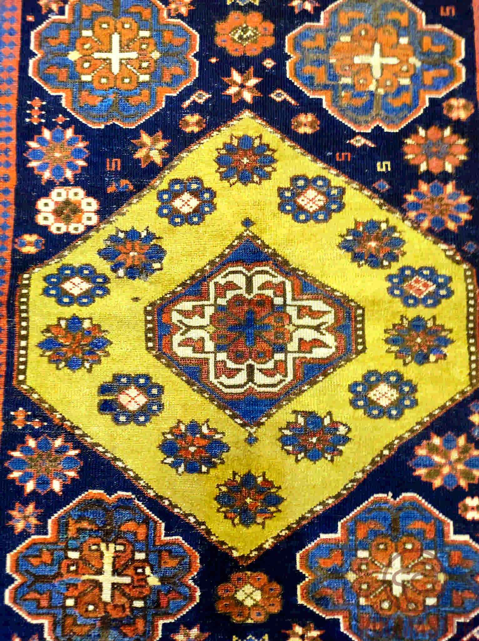 166 x 110 (5.45 x 3.61 ft) cm Old Kazak Yellow Wool Rug - Rugoutlet