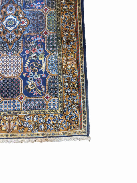 167 x 109 cm Persian Qum Traditional Gold Rug - Rugoutlet