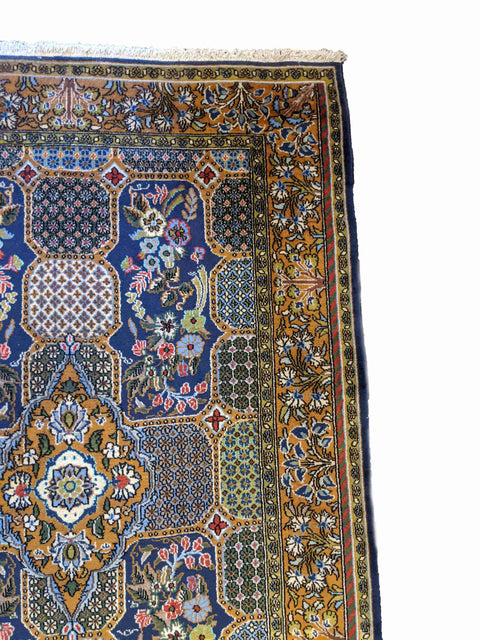 167 x 109 cm Persian Qum Traditional Gold Rug - Rugoutlet