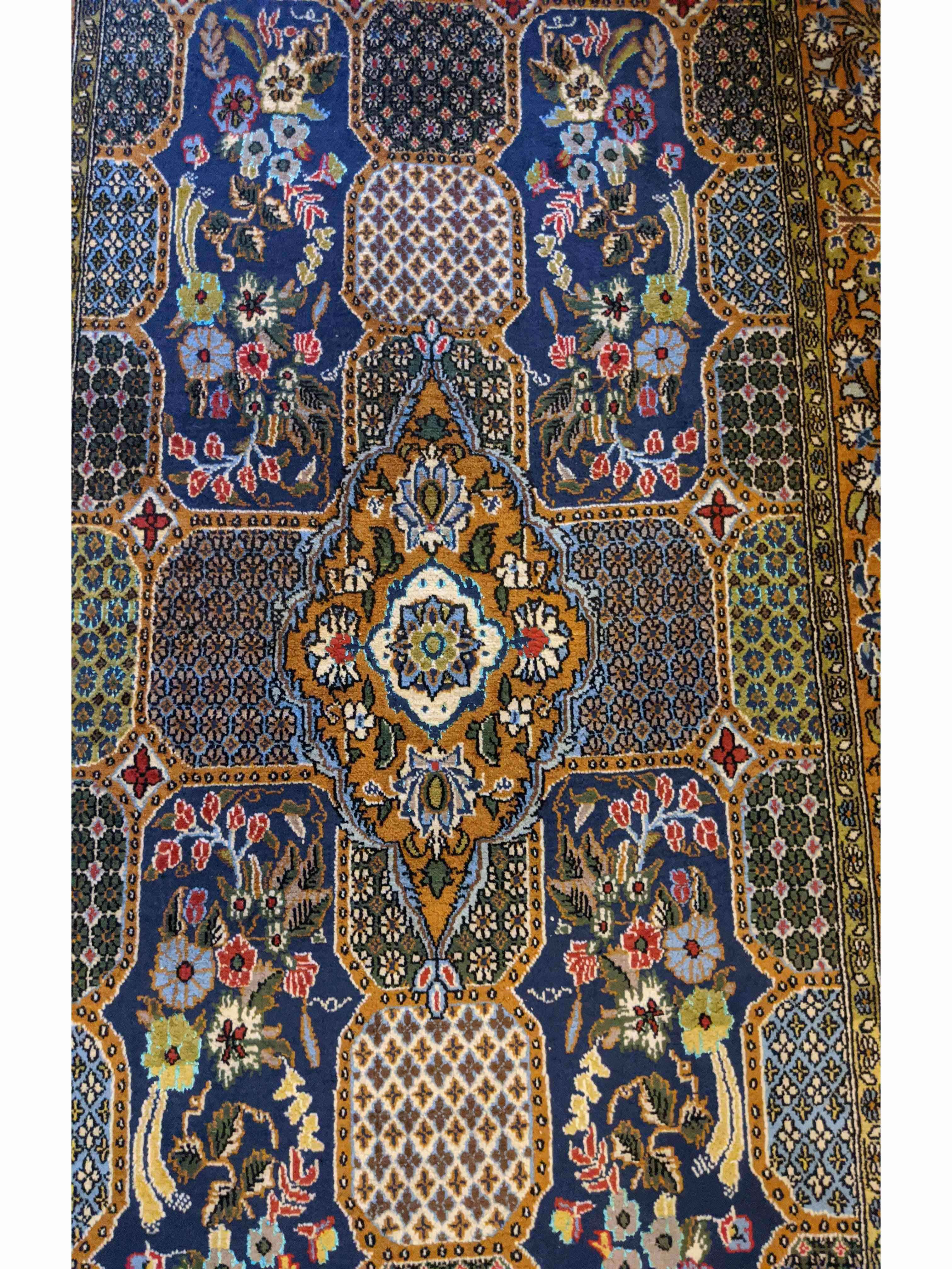 167 x 109 cm Persian Qum Traditional Gold Rug - Rugmaster