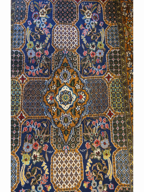 167 x 109 cm Persian Qum Traditional Gold Rug - Rugoutlet