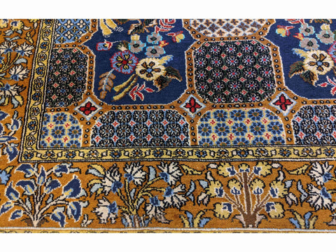 167 x 109 cm Persian Qum Traditional Gold Rug - Rugoutlet