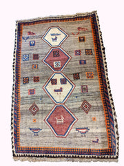 168 x 112 cm Persian Gabbeh Tribal White Rug - Rugmaster