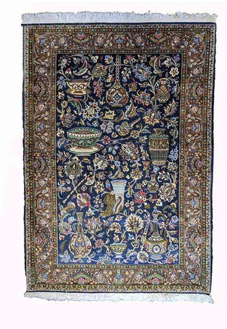 169 x 110 cm Qum Traditional Grey Rug - Rugoutlet