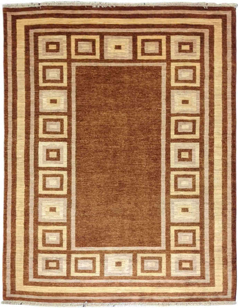 169 x 239 cm Modern Handmade Brown & Yellow Rug - Rugmaster