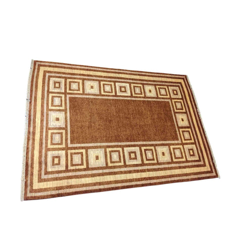 169 x 239 cm Modern Handmade Brown & Yellow Rug - Rugmaster