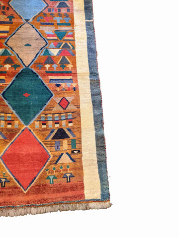 170 x 100 cm Nomadic Persian Gabbeh Tribal Orange Rug - Rugoutlet
