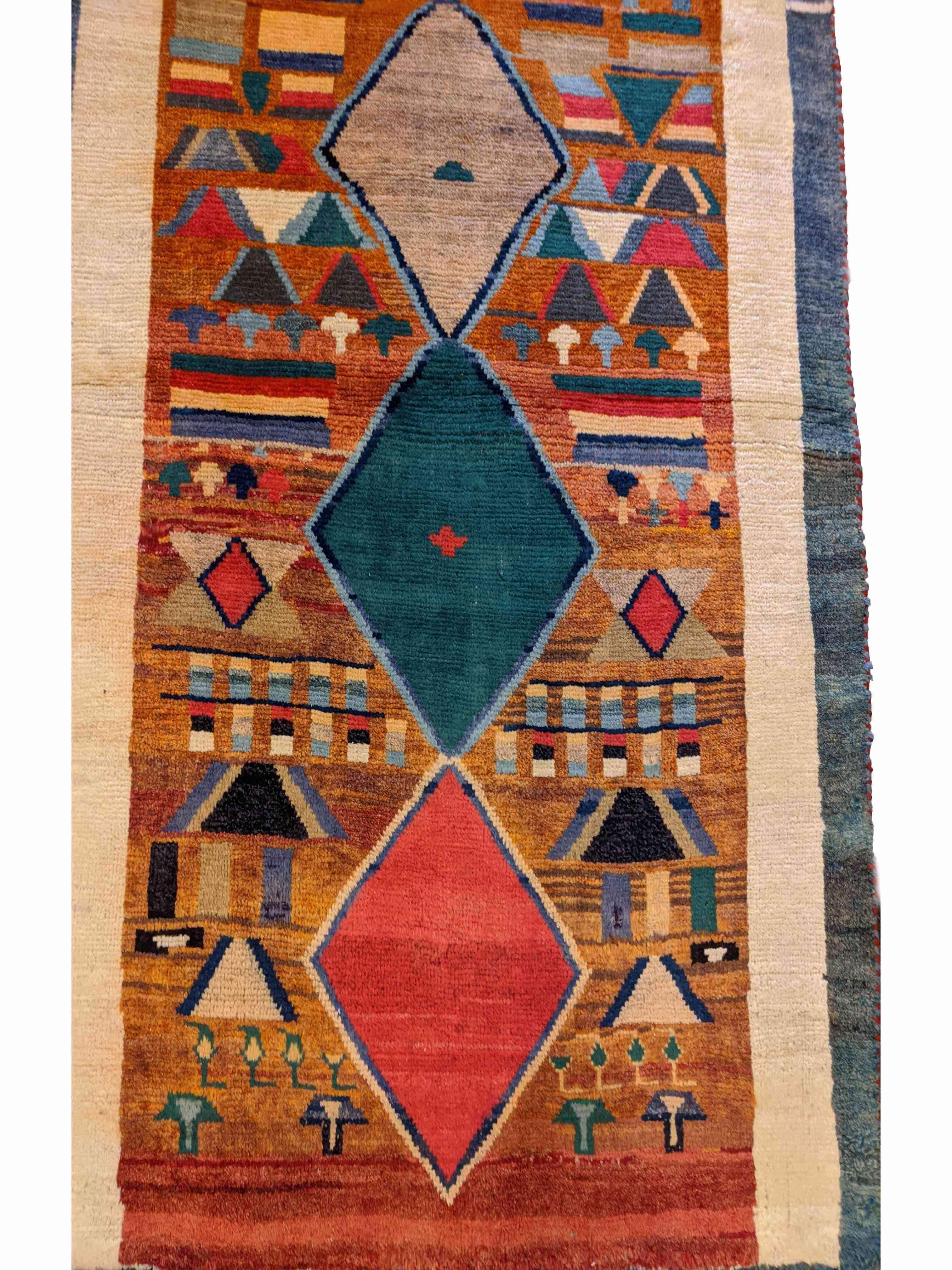 170 x 100 cm Nomadic Persian Gabbeh Tribal Orange Rug - Rugmaster