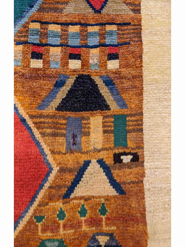 170 x 100 cm Nomadic Persian Gabbeh Tribal Orange Rug - Rugoutlet