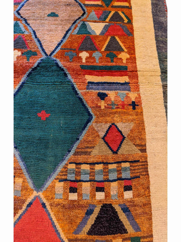 170 x 100 cm Nomadic Persian Gabbeh Tribal Orange Rug - Rugoutlet