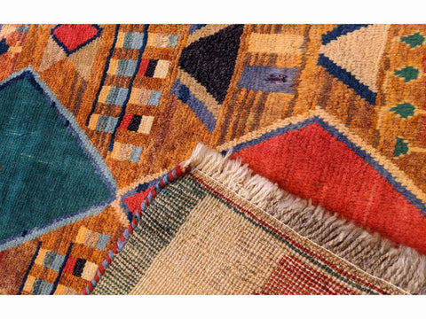 170 x 100 cm Nomadic Persian Gabbeh Tribal Orange Rug - Rugoutlet