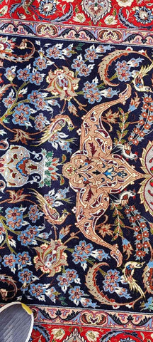 170 x 110 cm Fine Persian Isfahan Traditional Red Rug - Rugoutlet