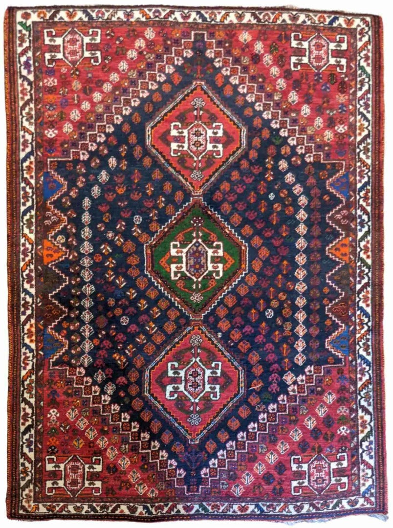 170 x 112 cm Qashqai Traditional Red Rug - Rugoutlet