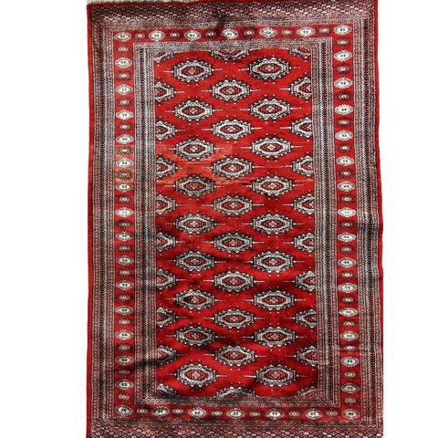 170 x 120 cm Bukhara silk & wool Geometric Red Rug - Rugoutlet
