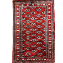 170 x 120 cm Bukhara silk & wool Geometric Red Rug - Rugmaster