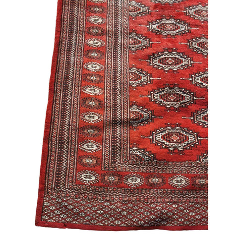 170 x 120 cm Bukhara silk & wool Geometric Red Rug - Rugmaster