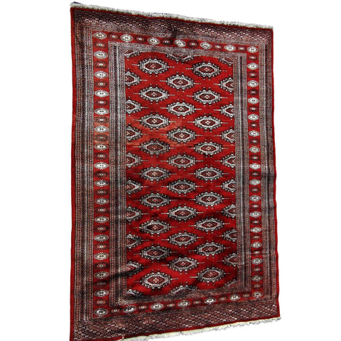 170 x 120 cm Bukhara silk & wool Geometric Red Rug - Rugoutlet