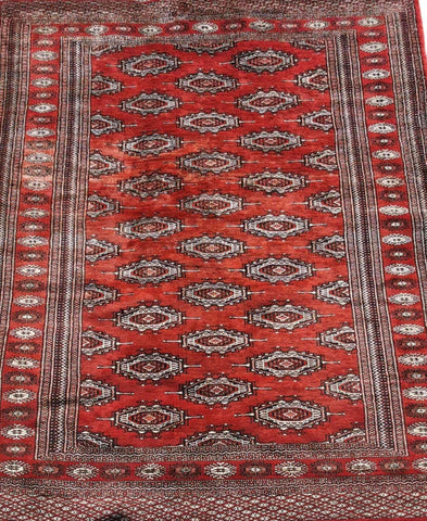 170 x 120 cm Bukhara silk & wool Geometric Red Rug - Rugoutlet