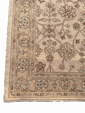170 x 120 cm Floral Kashan powerloom Traditional Brown Rug - Rugoutlet
