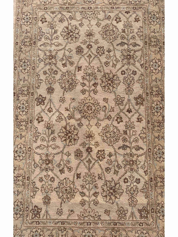 170 x 120 cm Floral Kashan powerloom Traditional Brown Rug - Rugoutlet