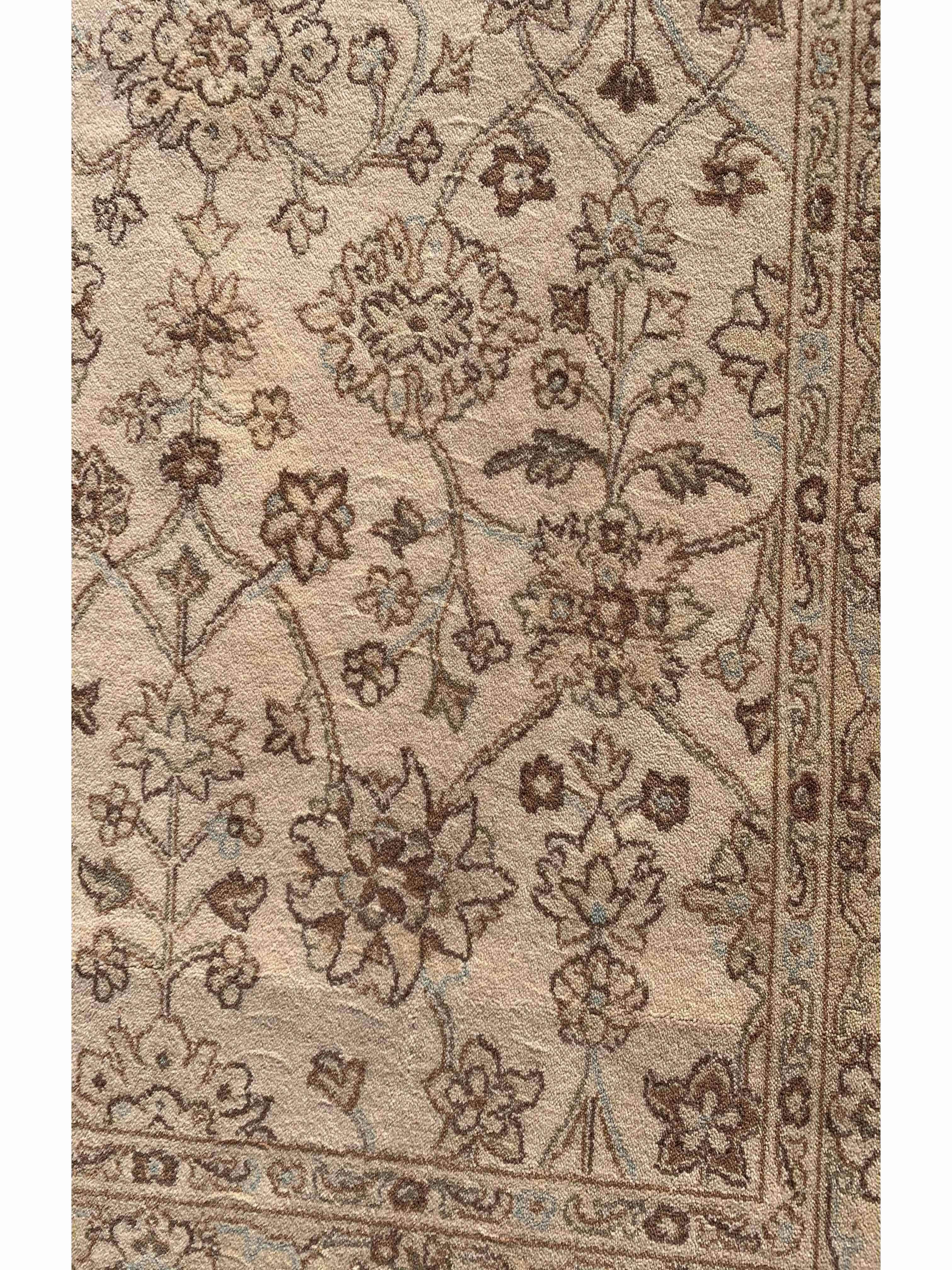 170 x 120 cm Floral Kashan powerloom Traditional Brown Rug - Rugmaster