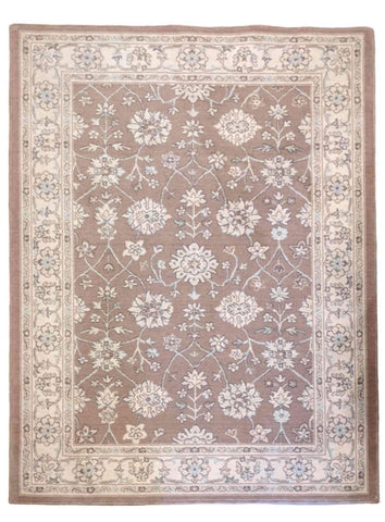 170 x 120 cm Kashan Floral Traditional Brown Rug - Rugoutlet