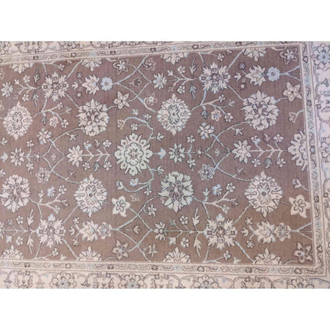 170 x 120 cm Kashan Floral Traditional Brown Rug - Rugoutlet