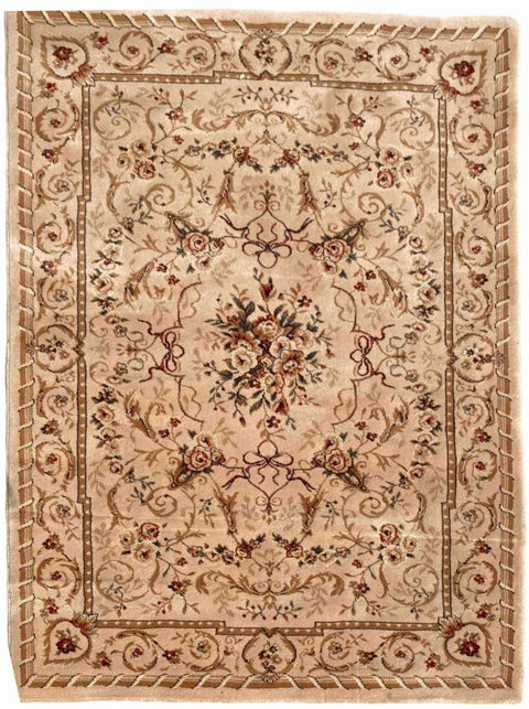 170 x 120 cm Kashan Power Loom Traditional Brown Rug - Rugoutlet