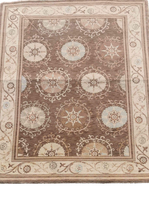 170 x 120 cm Powerloom Kashan Traditional Brown Rug - Rugoutlet
