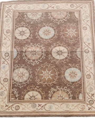 170 x 120 cm Powerloom Kashan Traditional Brown Rug - Rugoutlet