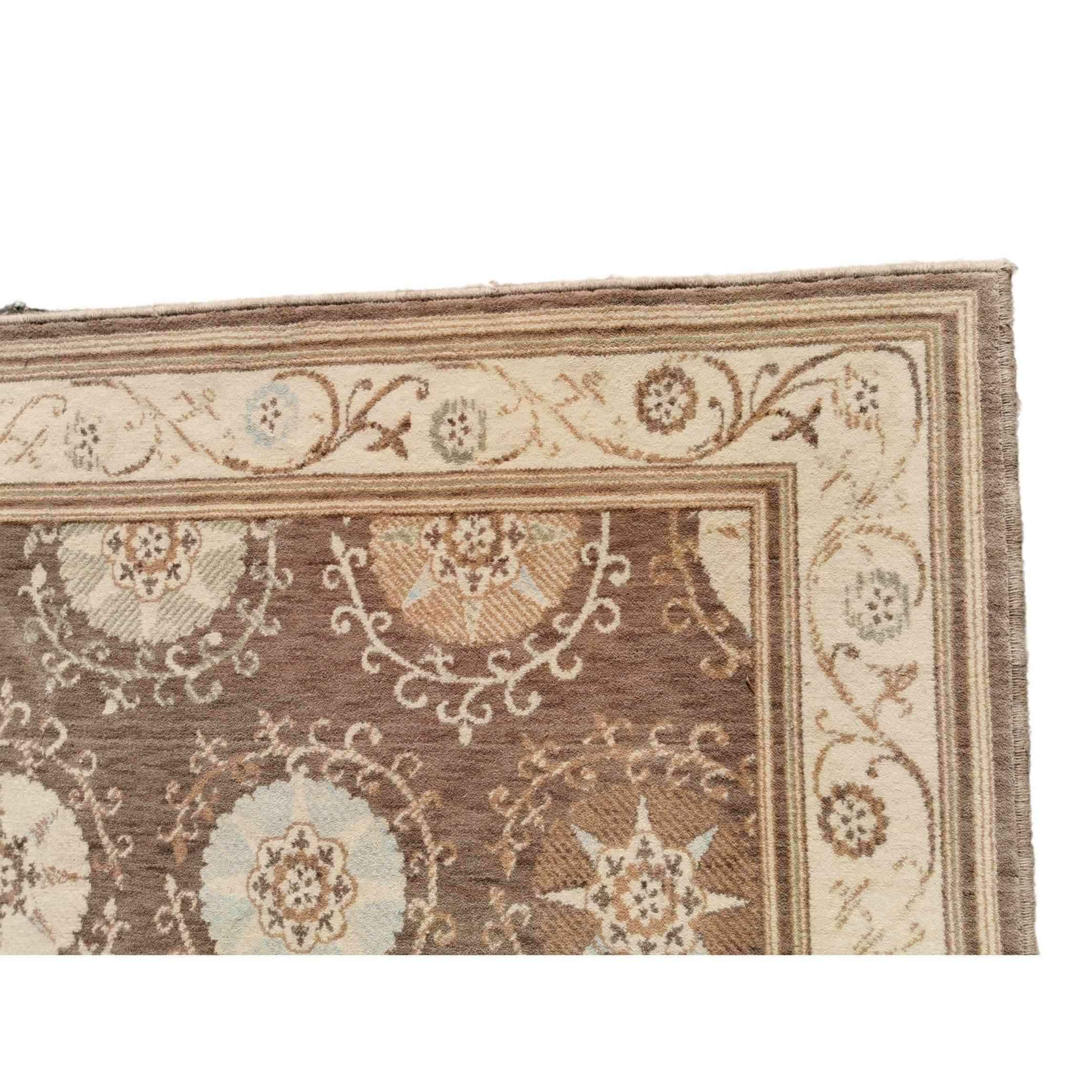 170 x 120 cm Powerloom Kashan Traditional Brown Rug - Rugmaster