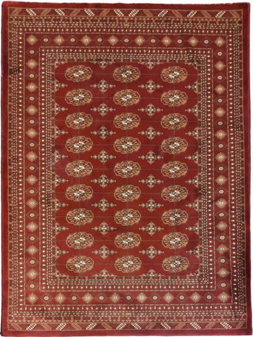 170 x 120 cm Turkaman Power loom Tribal Red Rug - Rugmaster