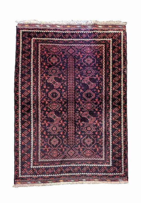 170 x 122 cm Fine Old nomadic Persian Baluch Tribal Purple Rug - Rugoutlet