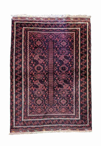 170 x 122 cm Fine Old nomadic Persian Baluch Tribal Purple Rug - Rugoutlet
