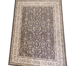 170 x 123 cm Powerloom Kashan Traditional Tan Rug - Rugmaster