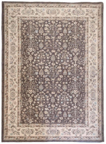 170 x 123 cm Powerloom Kashan Traditional Tan Rug - Rugmaster