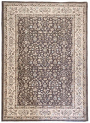 170 x 123 cm Powerloom Kashan Traditional Tan Rug - Rugmaster