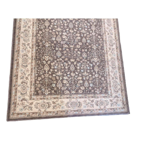 170 x 123 cm Powerloom Kashan Traditional Tan Rug - Rugmaster