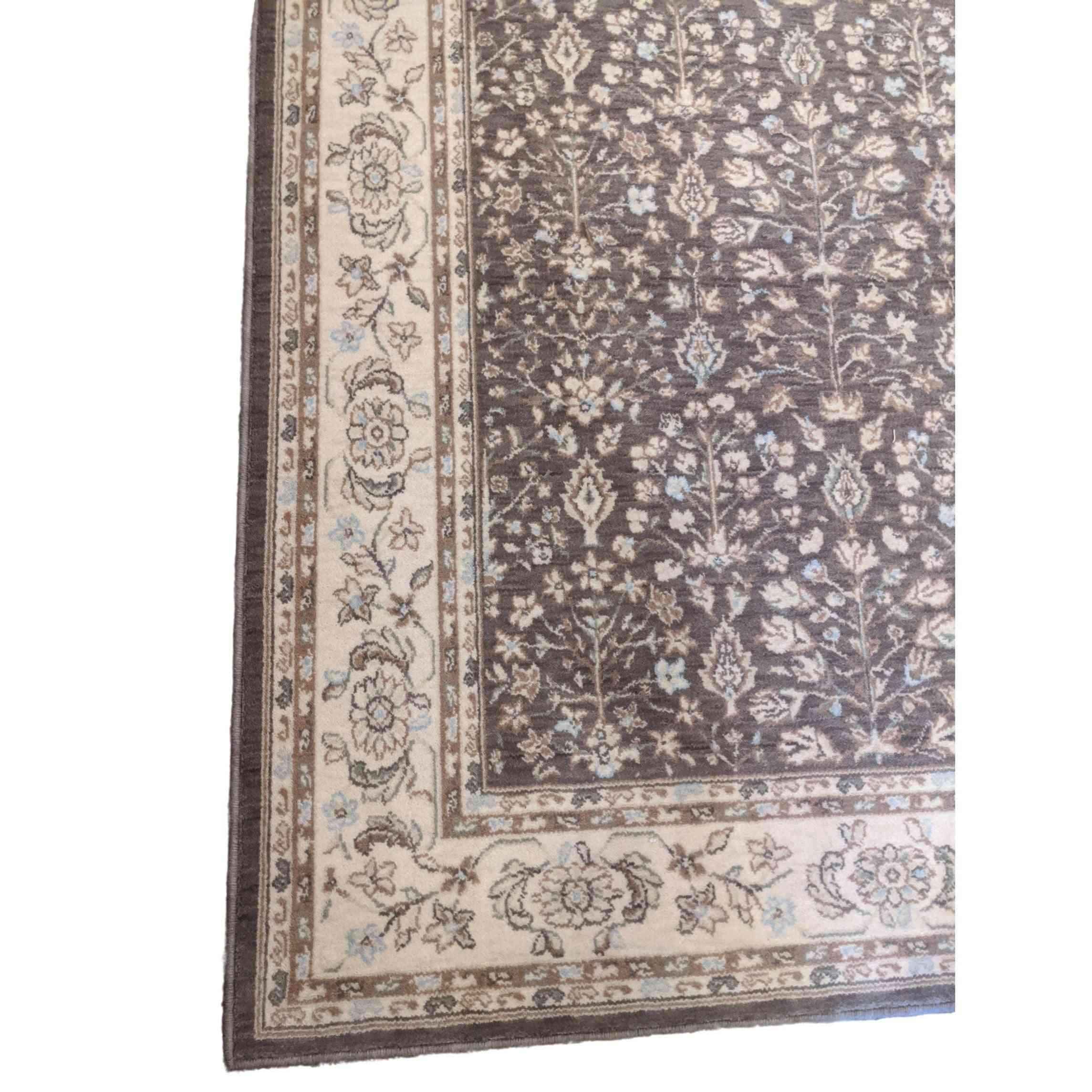 170 x 123 cm Powerloom Kashan Traditional Tan Rug - Rugmaster