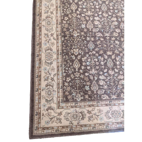 170 x 123 cm Powerloom Kashan Traditional Tan Rug - Rugmaster