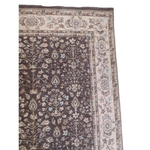 170 x 123 cm Powerloom Kashan Traditional Tan Rug - Rugmaster