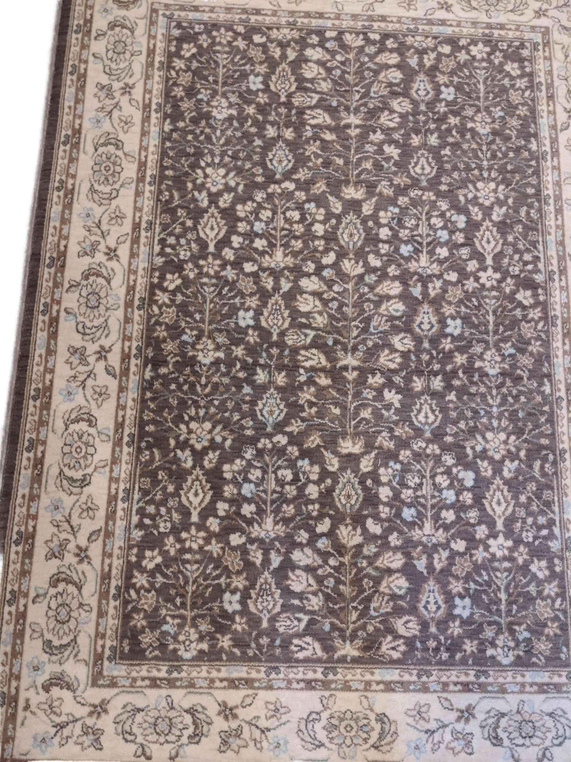 170 x 123 cm Powerloom Kashan Traditional Tan Rug - Rugmaster