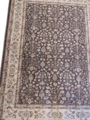 170 x 123 cm Powerloom Kashan Traditional Tan Rug - Rugoutlet