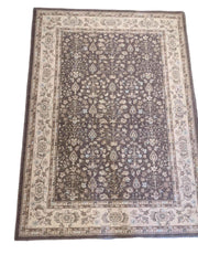 170 x 123 cm Powerloom Kashan Traditional Tan Rug - Rugoutlet