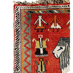 171 x 115 cm Persian Shiraz Qashqai Tribal Lion Design Red Rug - Rugmaster