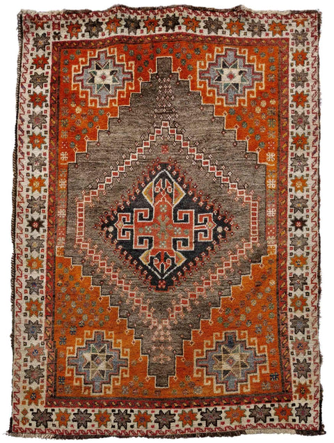 174 x 110 cm Persian Qashqai Persian Tribal Orange Rug - Rugoutlet