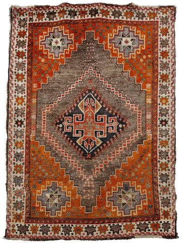 174 x 110 cm Persian Qashqai Persian Tribal Orange Rug - Rugoutlet