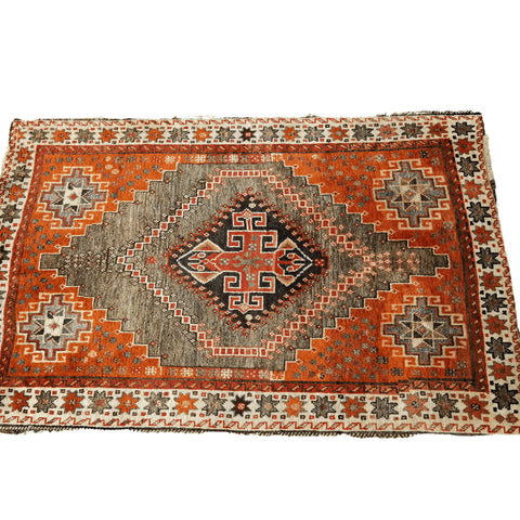 174 x 110 cm Persian Qashqai Persian Tribal Orange Rug - Rugoutlet